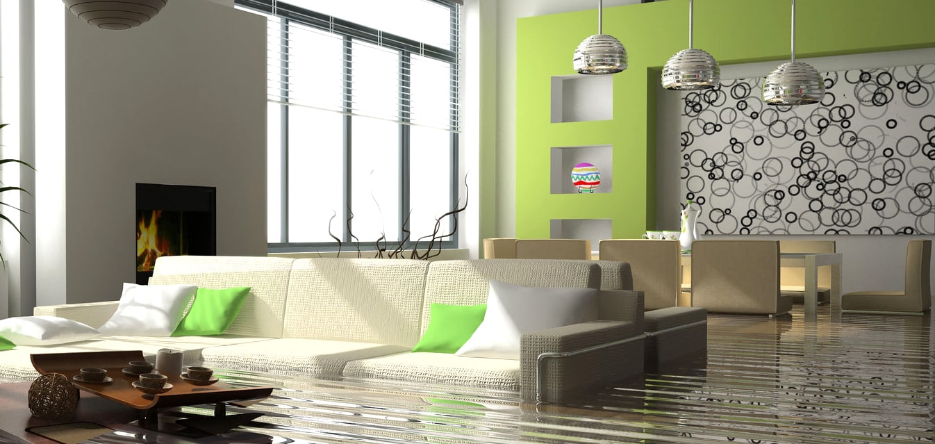 Living room under water